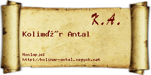 Kolimár Antal névjegykártya